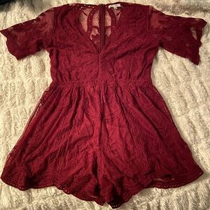 Maroon lace romper